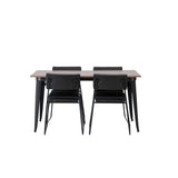 Jídelní stůl Tempe - Černá / Ořech MDF + Židle Kenth - Černá / Černá PU _4
