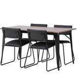 Jídelní stůl Tempe - Černá / Ořech MDF + Židle Kenth - Černá / Černá PU _4