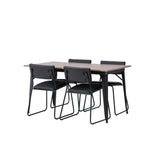 Jídelní stůl Tempe - Černá / Ořech MDF + Židle Kenth - Černá / Černá PU _4