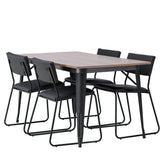 Jídelní stůl Tempe - Černá / Ořech MDF + Židle Kenth - Černá / Černá PU _4