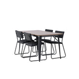 Jídelní stůl Tempe - Černá / Ořech MDF + Židle Kenth - Černá / Černá PU _4