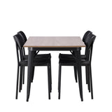 Jídelní stůl Tempe - Černá / Ořech MDF + Jídelní židle Polly - Černá / Černá _4