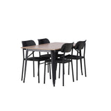 Jídelní stůl Tempe - Černá / Ořech MDF + Jídelní židle Polly - Černá / Černá _4