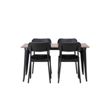 Jídelní stůl Tempe - Černá / Ořech MDF + Jídelní židle Polly - Černá / Černá _4