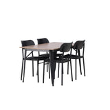 Jídelní stůl Tempe - Černá / Ořech MDF + Jídelní židle Polly - Černá / Černá _4