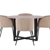 Jídelní stůl Durango – černá / ořechová MDF + židle Berit – černá / béžová látka (polyesterové prádlo) _4