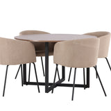 Jídelní stůl Durango – černá / ořechová MDF + židle Berit – černá / béžová látka (polyesterové prádlo) _4