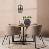 Jídelní stůl Durango – černá / ořechová MDF + židle Berit – černá / béžová látka (polyesterové prádlo) _4