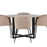 Jídelní stůl Durango – černá / ořechová MDF + židle Berit – černá / béžová látka (polyesterové prádlo) _4