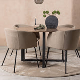 Jídelní stůl Durango – černá / ořechová MDF + židle Berit – černá / béžová látka (polyesterové prádlo) _4