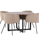 Jídelní stůl Durango – černá / ořechová MDF + židle Berit – černá / béžová látka (polyesterové prádlo) _4