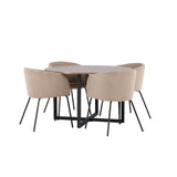 Jídelní stůl Durango – černá / ořechová MDF + židle Berit – černá / béžová látka (polyesterové prádlo) _4