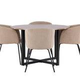 Jídelní stůl Durango – černá / ořechová MDF + židle Berit – černá / béžová látka (polyesterové prádlo) _4