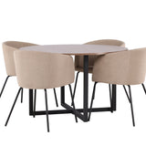 Jídelní stůl Durango – černá / ořechová MDF + židle Berit – černá / béžová látka (polyesterové prádlo) _4