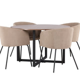 Jídelní stůl Durango – černá / ořechová MDF + židle Berit – černá / béžová látka (polyesterové prádlo) _4