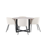 Jídelní stůl Durango – černá / ořechová MDF + židle Berit – černá / béžová sametová _4