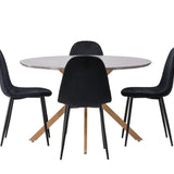 Jídelní stůl Piazza – přírodní / tmavě šedý stříkací kámen + jídelní židle Polar – černé nohy / černý samet _4