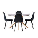 Jídelní stůl Piazza – přírodní / tmavě šedý stříkací kámen + jídelní židle Polar – černé nohy / černý samet _4