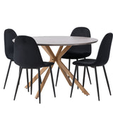 Jídelní stůl Piazza – přírodní / tmavě šedý stříkací kámen + jídelní židle Polar – černé nohy / černý samet _4