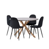 Jídelní stůl Piazza – přírodní / tmavě šedý stříkací kámen + jídelní židle Polar – černé nohy / černý samet _4