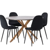 Jídelní stůl Piazza – přírodní / tmavě šedý stříkací kámen + jídelní židle Polar – černé nohy / černý samet _4