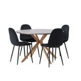 Jídelní stůl Piazza – přírodní / tmavě šedý stříkací kámen + jídelní židle Polar – černé nohy / černý samet _4