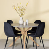 Jídelní stůl Piazza – přírodní / tmavě šedý stříkací kámen + jídelní židle Polar – černé nohy / černý samet _4