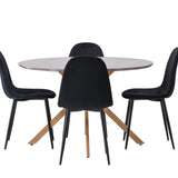 Jídelní stůl Piazza – přírodní / tmavě šedý stříkací kámen + jídelní židle Polar – černé nohy / černý samet _4