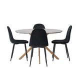 Jídelní stůl Piazza – přírodní / tmavě šedý stříkací kámen + jídelní židle Polar – černé nohy / černý samet _4