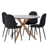 Jídelní stůl Piazza – přírodní / tmavě šedý stříkací kámen + jídelní židle Polar – černé nohy / černý samet _4