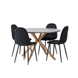 Jídelní stůl Piazza – přírodní / tmavě šedý stříkací kámen + jídelní židle Polar – černé nohy / černý samet _4