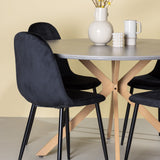 Jídelní stůl Piazza – přírodní / tmavě šedý stříkací kámen + jídelní židle Polar – černé nohy / černý samet _4