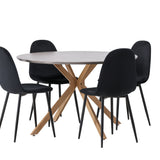 Jídelní stůl Piazza – přírodní / tmavě šedý stříkací kámen + jídelní židle Polar – černé nohy / černý samet _4