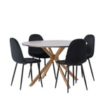 Jídelní stůl Piazza – přírodní / tmavě šedý stříkací kámen + jídelní židle Polar – černé nohy / černý samet _4