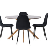 Jídelní stůl Piazza – přírodní / tmavě šedý stříkací kámen + jídelní židle Polar – černé nohy / černý samet _4