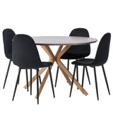 Jídelní stůl Piazza – přírodní / tmavě šedý stříkací kámen + jídelní židle Polar – černé nohy / černý samet _4