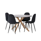 Jídelní stůl Piazza – přírodní / tmavě šedý stříkací kámen + jídelní židle Polar – černé nohy / černý samet _4