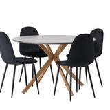 Jídelní stůl Piazza – přírodní / tmavě šedý stříkací kámen + jídelní židle Polar – černé nohy / černý samet _4