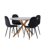 Jídelní stůl Piazza – přírodní / tmavě šedý stříkací kámen + jídelní židle Polar – černé nohy / černý samet _4