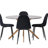 Jídelní stůl Piazza – přírodní / tmavě šedý stříkací kámen + jídelní židle Polar – černé nohy / černý samet _4