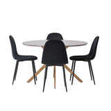 Jídelní stůl Piazza – přírodní / tmavě šedý stříkací kámen + jídelní židle Polar – černé nohy / černý samet _4