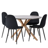 Jídelní stůl Piazza – přírodní / tmavě šedý stříkací kámen + jídelní židle Polar – černé nohy / černý samet _4