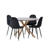 Jídelní stůl Piazza – přírodní / tmavě šedý stříkací kámen + jídelní židle Polar – černé nohy / černý samet _4