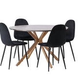 Jídelní stůl Piazza – přírodní / tmavě šedý stříkací kámen + jídelní židle Polar – černé nohy / černý samet _4