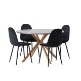 Jídelní stůl Piazza – přírodní / tmavě šedý stříkací kámen + jídelní židle Polar – černé nohy / černý samet _4