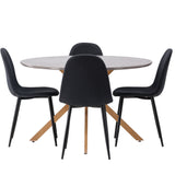 Jídelní stůl Piazza – přírodní / tmavě šedý stříkaný kámen + jídelní židle Polar – černé nohy – černá látka _4