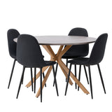 Jídelní stůl Piazza – přírodní / tmavě šedý stříkaný kámen + jídelní židle Polar – černé nohy – černá látka _4