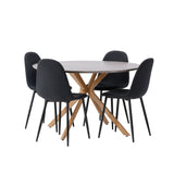 Jídelní stůl Piazza – přírodní / tmavě šedý stříkaný kámen + jídelní židle Polar – černé nohy – černá látka _4