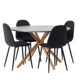 Jídelní stůl Piazza – přírodní / tmavě šedý stříkaný kámen + jídelní židle Polar – černé nohy – černá látka _4