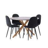 Jídelní stůl Piazza – přírodní / tmavě šedý stříkaný kámen + jídelní židle Polar – černé nohy – černá látka _4